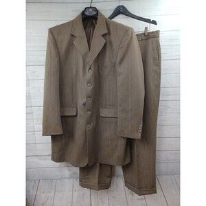 Gian Carlo Mens Suit Jacket 48R Pants 40x28 Brown 5 Buttons Formalwear